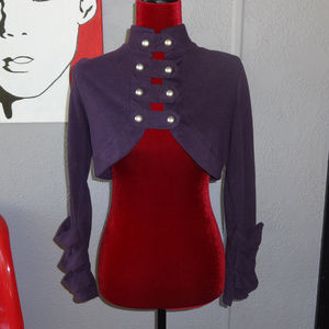 Purple Asian Military Style Crop Jacket w/Peacock!